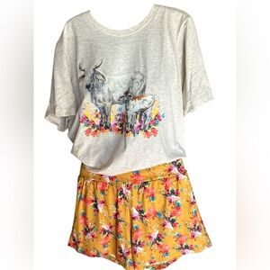 STERLING KREEK High-Waist Warm Wildfire Floral Summer Shorts - and Brahman Tee